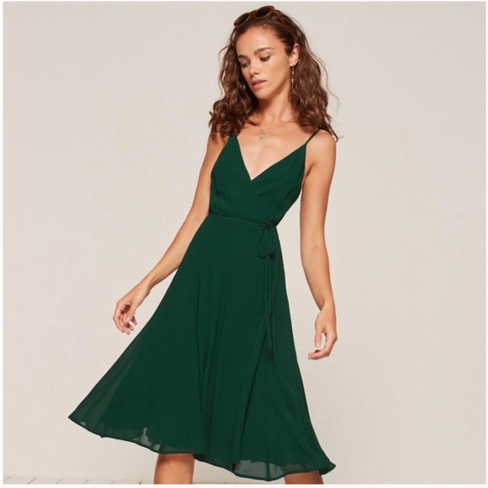 Reformation Temple Dress in Emerald
